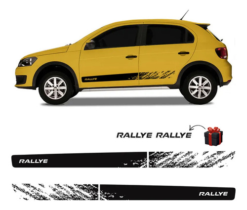 Kit Adesivo Completo Faixa Lateral Gol Rallye G6 Prata/preto