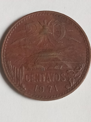 Mexico 1971. Moneda De 20 Centavos Cobre. Mb. Mira!!!!