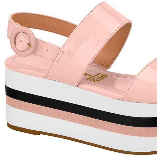 sandália flatform vizzano listras branca