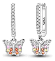 Comprar Aros Colgantes Mariposa Y Circonitas Plata Ley 925 Esterlina