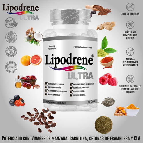 Combo 2 Lipodrene Ultra Termogénico Alta Acción Sabor Sin Sabor