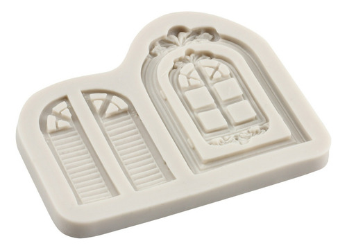 4pcs Molde De Silicona Puerta Ventana Fondant Pasta Resina Color Gris