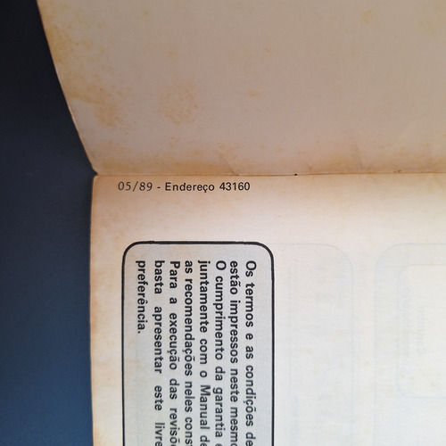 Manual De Manutenção E Garantia Vw De 1989 Original Ver Desc (Usado)