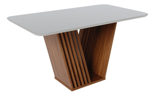 Mesa De Jantar 160x90cm Tampo Vidro/mdf 6 Lugares Ibiza