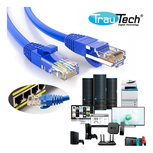 Cable De Red Cat 6e 30 Metros Trautech Pach Cord Utp Rj45 Te