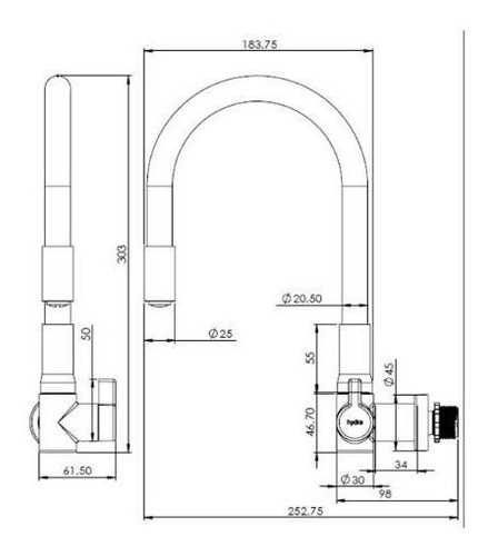 Imagem 3 de 4 de Torneira Cozinha Bica Móvel Hydramotion 1168 Vermelha Hydra
