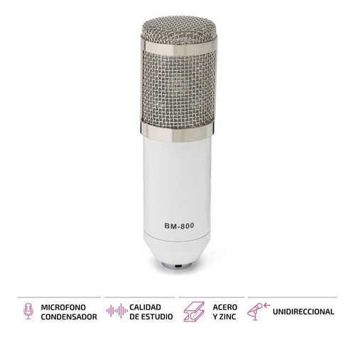 Microfono Profesional Youtube Set Estudio Video Juegos Bm800 Blanco