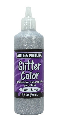 Bordeador Para Tela Glitter Color Plateado 60 Ml 