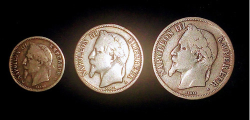 Monedas Francia. 0.50, 1 Y 2 Francos. 1866/69 Plata Lote X 3