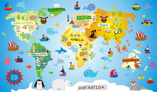 Adesivo Parede Decorativo Infantil Mapa Mundo