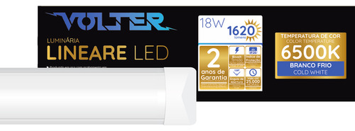 Kit 50 Luminaria Led Sobrepor Linear 18w 6500k Bivolt 60cm