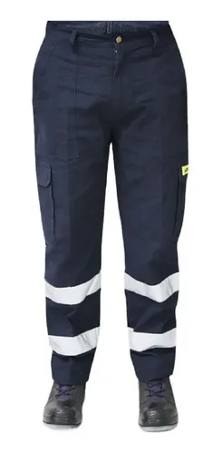 Pantalón De Trabajo Para Hombre Con Reflejante 100% Algodón