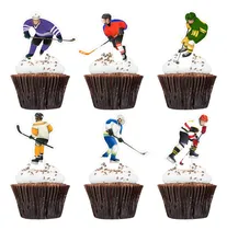 Comprar 48 Pcs Adornos Para Cupcakes De Hockey Adornos Para Cupcakes