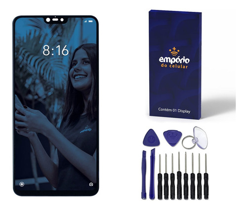 Tela Display Frontal Compatível Mi 8 Lite Empório Premium Cor Preto Sem Aro