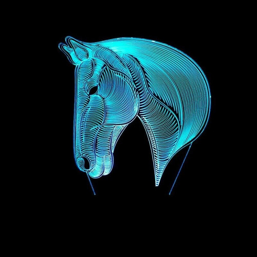 3d Visual Cabeza Caballo Led Lámpara Luz Creativa