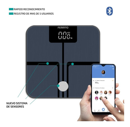 Imagen 6 de 10 de Balanza Digital Inteligente Para Personas De Baño Bluetooth