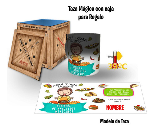 Taza Mágica, Antojitos Mexicanos, Con Caja De Madera