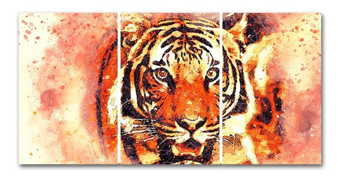 Cuadro Cara De Tigre Acuarela 60x120 Cm Entero O Triptico