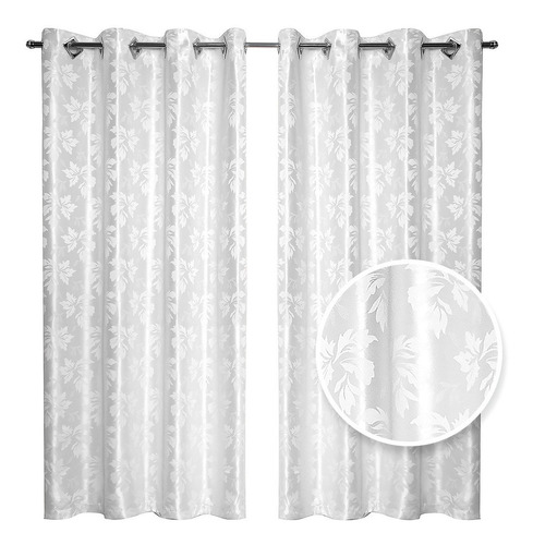 Cortina Sala Ou Quarto Bege / Jacquard 2,60m X 1,70m - Sultana Cor Branco 2