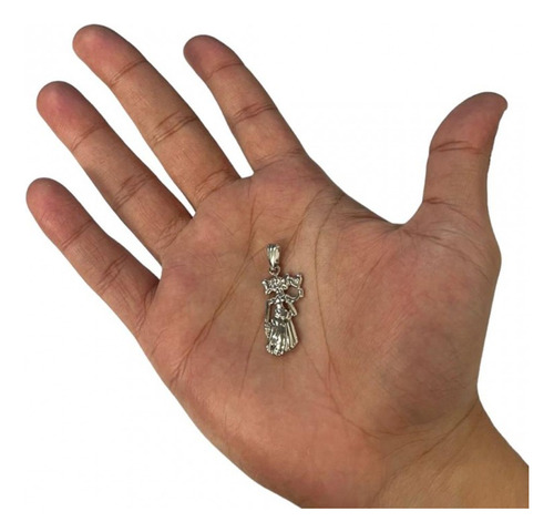 Pingente Imagem De Iemanjá 2,8 Cm Metal Niquelado Cor Prateado