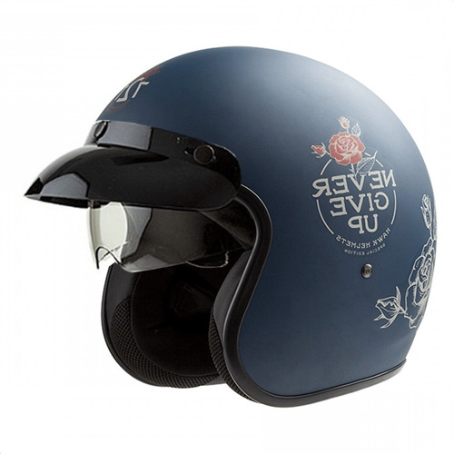  Casco Moto Hawk Abierto 721 Mate Azul Give Up Mujer Xl