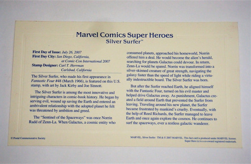 Silver Surfer Estampilla Dorada Edicion Limitada U S P S (Usado)
