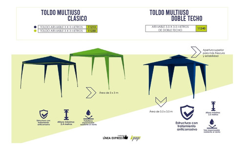 Toldo Armable K-pop 3.5 X 3.5 Metros