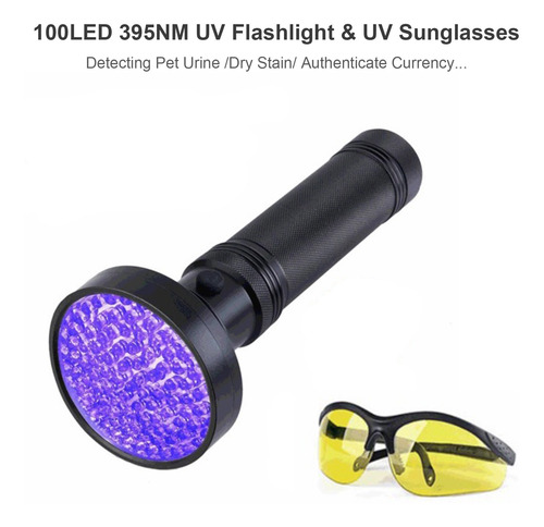 Uv Lanterna Pet Detector De Urina Preto Luz 100 Led 395nm