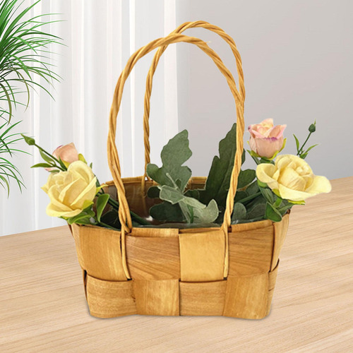 Cesta De Flores De Ratán, Cesta Tejida De Ratán, Arreglo
