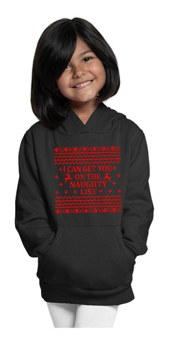 Sudadera Negra De Navidad Infantil Naughty List Navideño