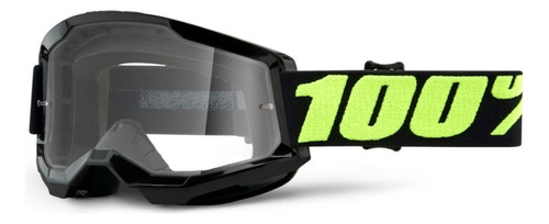Gafas de motocross y enduro 100% Strata2 Upsol Off Road, color negro, lente de color transparente