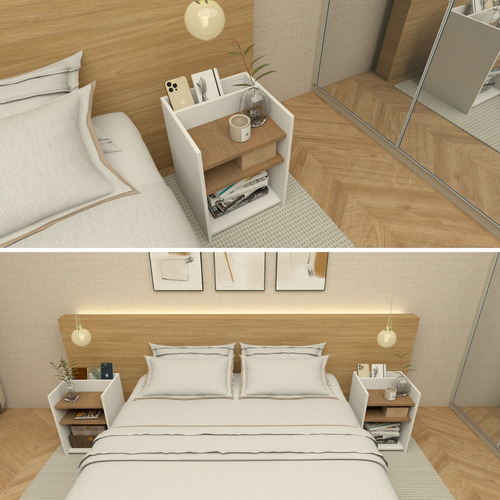 Mesa Cabeceira Quarto Pequena Branca Nicho Cama Box Moderna