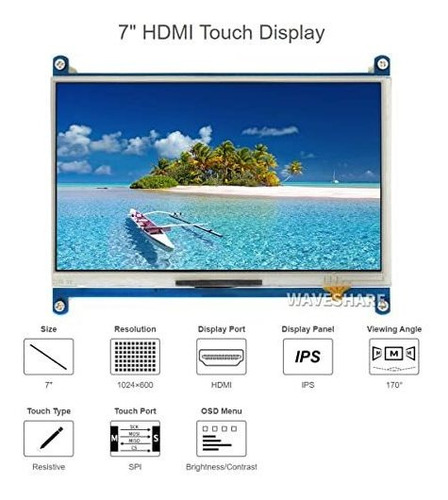 Pantalla Táctil Resistiva Lcd Waveshare De 7 Pulgadas Compat