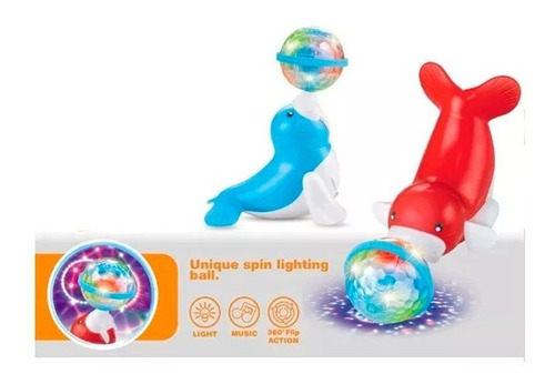 Juguete Didactico Lobo Marino Musical Con Esfera De Luz Bebe