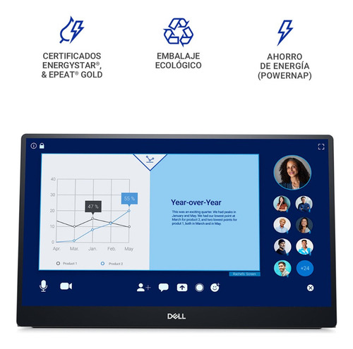 Monitor Portátil Dell 14 P1424h Negro