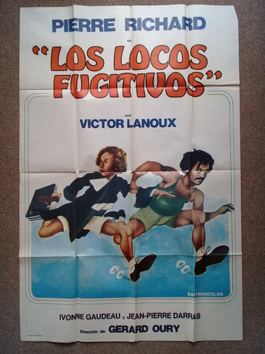 Antiguo Afiche De Pelicula - Los Locos Fugitivos -418- (Usado)