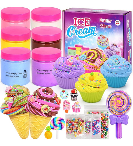 ~? Elover Ice Cream Slime Kit Para Niñas Y Niños Fluffy Diy 