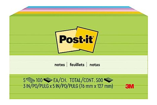 Notas Post-it, 3x5 Pulgadas, 5 Blocs, Notas Adhesivas Favori