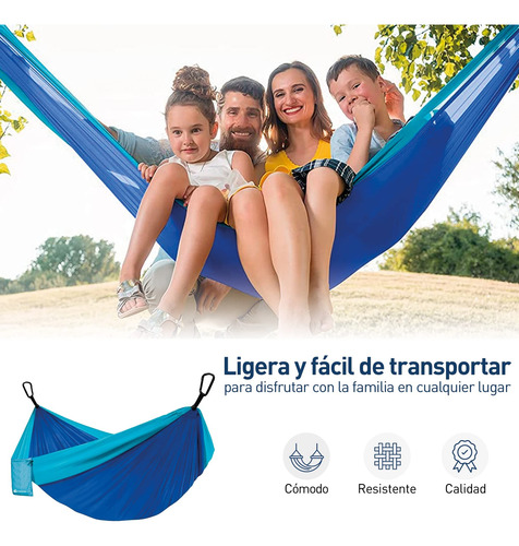 Mayoreo 3 Hamacas Camping Portátil Azul + Kit De Instalación
