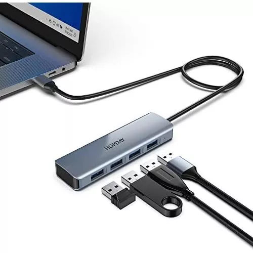 Hub USB 3.0 de 4 puertos, adaptador multipuerto USB portátil con puertos de  transferencia de datos 3.2 de 5 Gbps 3.2, concentrador de divisor