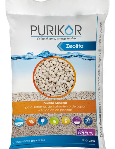 Arena Zeolita Mineral Para Filtros De Alberca 22 Kgs Purikor