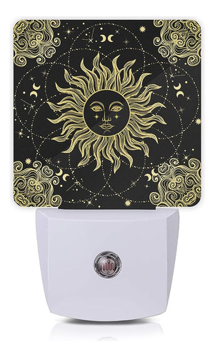 Oeaskly Golden Sun Night Light, Boho Vintage Astronomy And A