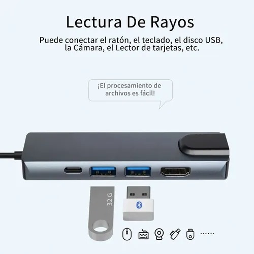 Tipo C Hub 5 En 1 Adaptador Usb C A Hdmi Con Ethernet
