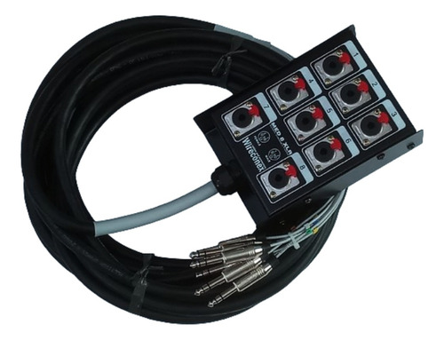 Multicabo Medusa 8 Vias P10 Estéreo Com Trava, 10 Metros