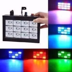 Strobo Ritmico 12 Leds Rgb 15w Dj Iluminação Profissional