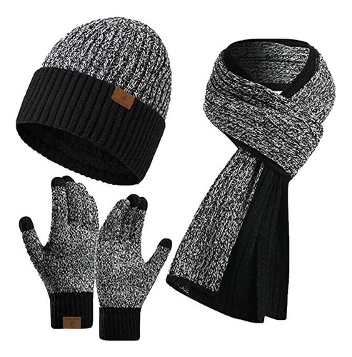 Gorro Invierno For Hombre, Guantes, Bufanda Larga, Conjunto