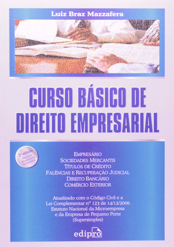 Curso Básico De Direito Empresarial, De Luiz Braz Mazzafera. Editora Edipro, Capa Dura Em Português