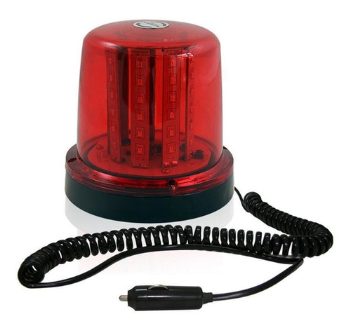 Giroled Vermelho 10w 12/24v 54 Leds Imã Cabo Espiral