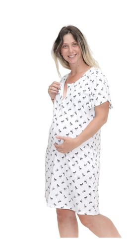 Imagen 1 de 8 de Camisón Maternal Para Amamantar Manga Corta 809 Premium