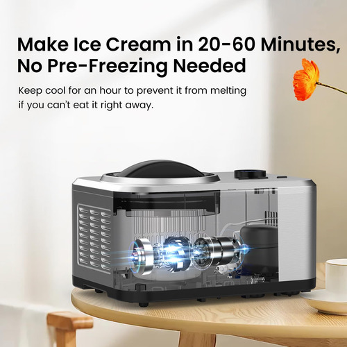 Máquina De Helados De 1.5l Con Compresor, Temporizador